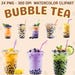 Watercolor Colorful Bubble Tea PNG, Fun Milk Tea Clip Art, Boba Tea ...