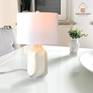 Modern White Flat Desk Lamp, Led Bedside Table Lamp, White Led Light Dining, Charming Boho Room Decor