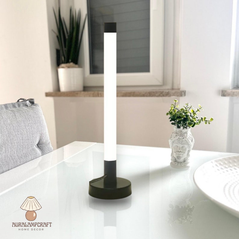 Cordless White Desk Lamp, Modern Living Room Table Lamp, Nightstand Bar ...
