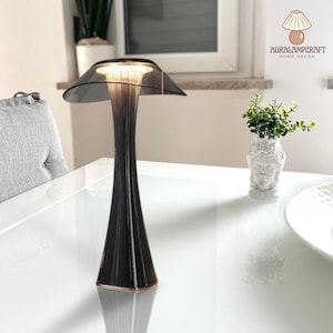 Schnurlose dunkelgraue Schreibtischlampe, moderne Wohnzimmer Tischlampe, Nachttisch Bar Licht für Paar Abendessen, Raumdekor Nachtlicht