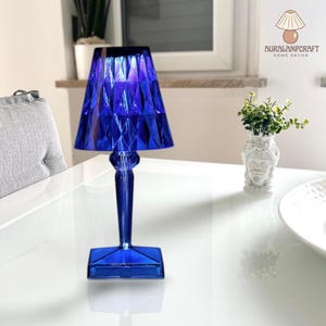 Cordless Blue Desk Lamp, Modern Living Room Table Lamp, Nightstand Bar Light For Couple Dinner, Room Decor Night Light