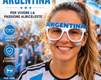 Argentina Champions Glasses | Funny Glasses for Fans | Perfect Accessory for World Cups and Soccer Parties