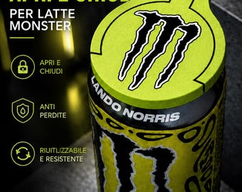 Tappo Monster Energy Stile Lando Norris – Copertura Protettiva per Lattina | Accessorio 3D Riutilizzabile - Spedizione gratuita in Italia