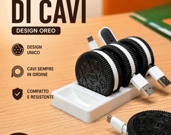 Set Organizzatore Cavi  | 4 Clip + Base | Cable Manager da Scrivania | Desk Setup Moderno