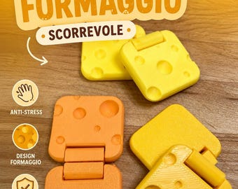Juguete antiestrés con forma de queso deslizante: un juego de bolsillo para aliviar el estrés con forma de queso | Juguete sensorial impreso en 3D