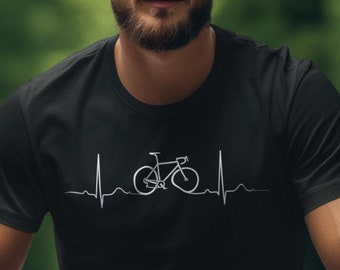Camiseta Heartbeat Bicicleta | Camisa de bicicleta | Bicicleta de carretera | Rueda con motivo de latidos del corazón.