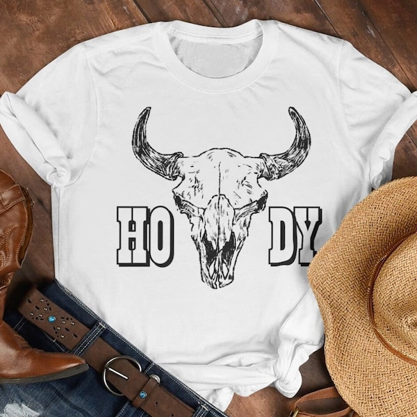 Howdy Cowgirl T-Shirt Unisex Baumwolle Casual Fit | Western Ästhetik Vintage Trendy Oberteil Damen| Texas Rodeo Geschenkidee für Sie