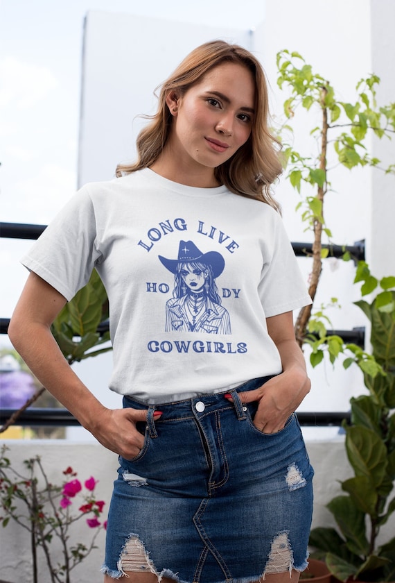 Cowgirl T-Shirt Unisex Baumwolle Casual Fit Hody | Western Ästhetik Vintage Trendy Oberteil Damen| Texas Rodeo Geschenkidee für Sie
