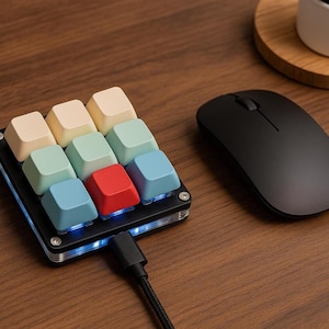 Indywidualny panel makr, 9 przycisków – stwórz własne kolory i przełączniki! Oświetlenie RGB | mechaniczna podkładka makro