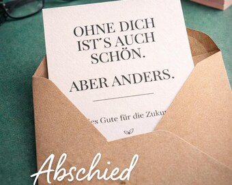 Farewell card for colleagues | "It's nice without you too. But different." | Postcard or folded card A6 | Job change · Retirement