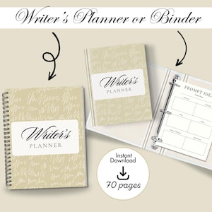 Printable Writer’s Planner & Story Binder | 70-Page Author Organizer for Book Writing, Novel Planning, Character Development and Daily Logs