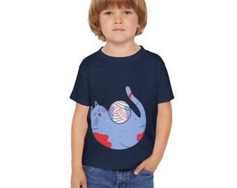 Adorabile sulle zampe: T-shirt da bambino in cotone pesante™ con disegno di gatto