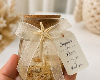 Personalized Coastal Wedding Favor, Seashell Gel Candle, Beach Guest Gift, Starfish Keepsake