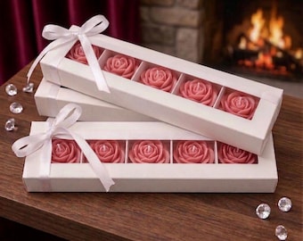 Handmade Rose Scented Candles Gift Box 2 Set, Mother’s Day Floral Candle,wax melt