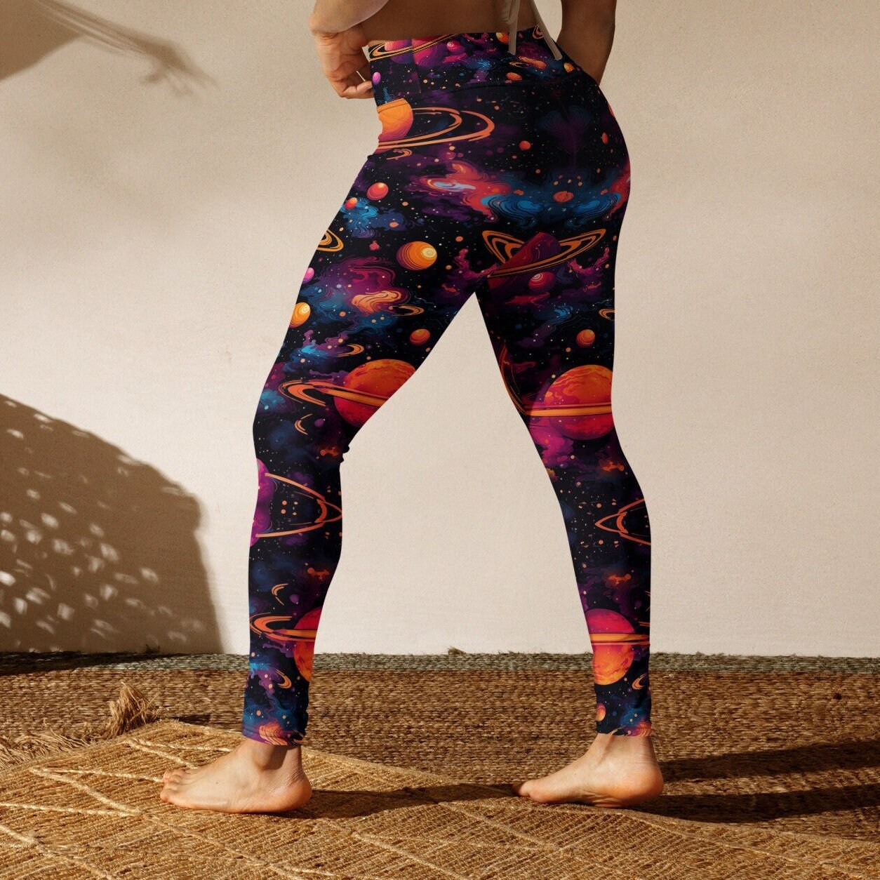 Glow in the Dark Two Leg Moon Phase Leggings Yoga Leggings Festival  Leggings Yoga Pants 