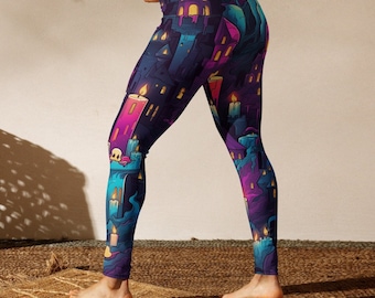 Haunted Leggings / Horror Yoga Pants • Horror Fan Tight • Scary Movie Leggings • Thriller Theme Pant • Spooky Legwear • Ghost Leggings