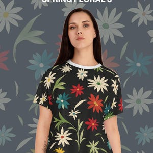 Spring Floral 3 Womens Short Pajama Set, Everyday Pee Jay, Sleepwear Gift, Stylish Feminine Lounge Wear, Floral AOP Top Bottom, Home Relax