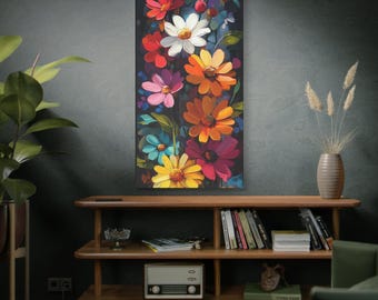 Daisy Bouquet 3, Colorful Floral Art Print, Bright Wall Decor for Home, Perfect Gift for Spring, Flower Lover&#39;s Room, Vibrant Canvas Art