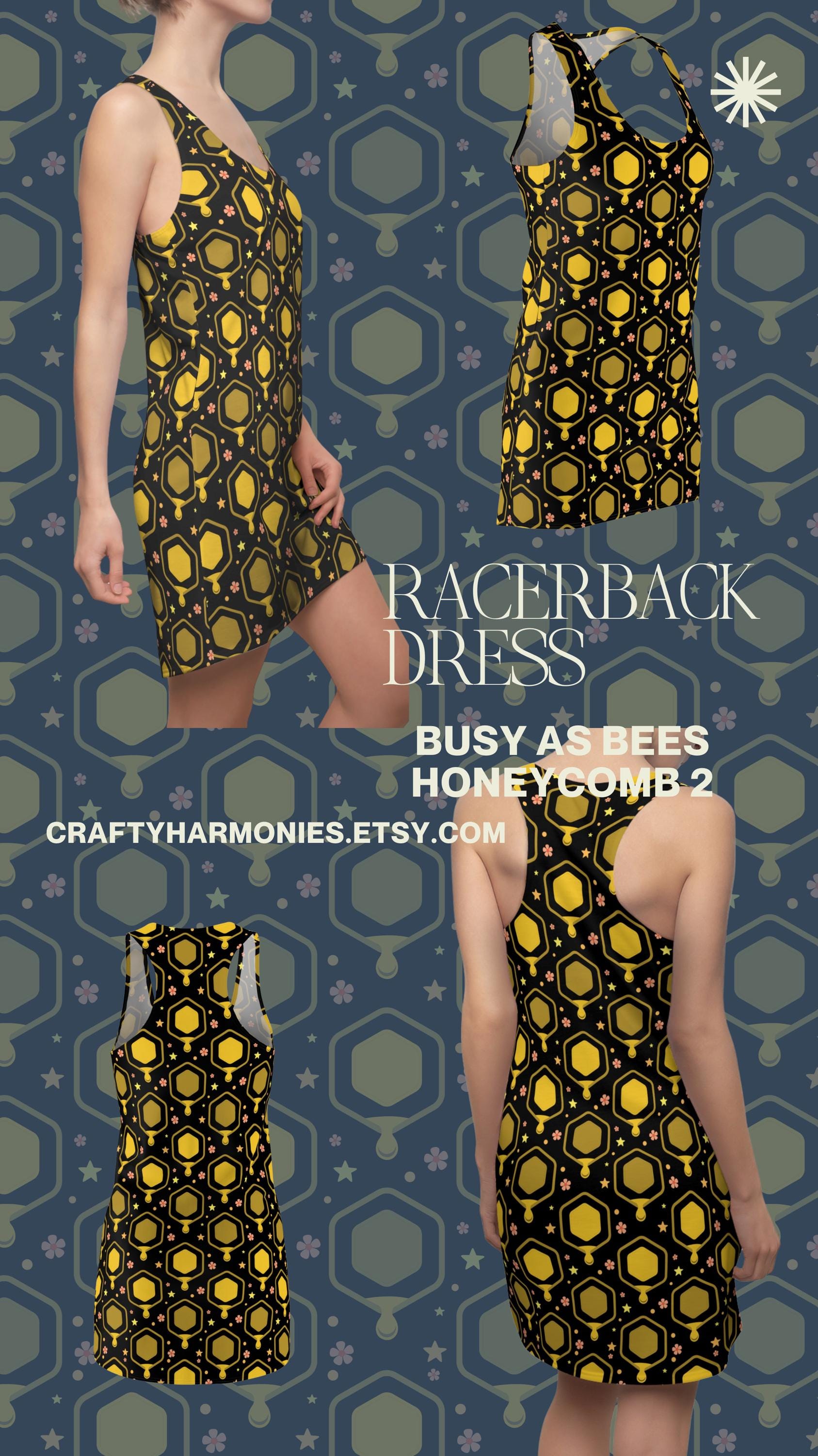Busy as Bees Honeycomb 2 Themed Dress, Women's Elegant Stylish