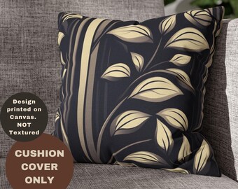 Botanical Pattern 20, Monochromatic Square Pillowcase Vibrant Cushion, Decorator Pillow Case, Fashionable Artful Housewarming Leafygift