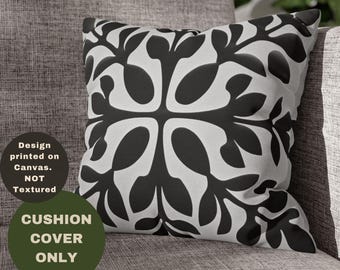 Botanical Pattern 17, Monochromatic Square Pillowcase Vibrant Cushion, Decorator Pillow Case, Fashionable Artful Housewarming Leafygift