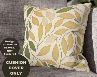 Botanical Pattern 6, Monochromatic Square Pillowcase Vibrant Cushion, Decorator Pillow Case, Fashionable Artful Housewarming Leafygift