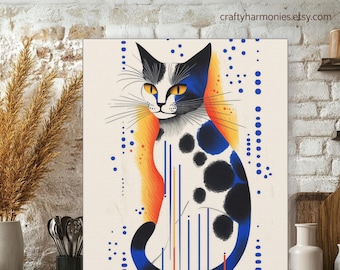 Abstract Cat Canvas Gallery Wrap, Pet Memorial Art