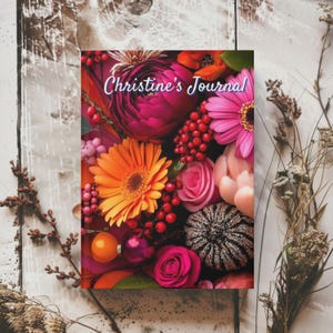 Diario de tapa dura con diseño de flores rosas 2, personalizable con temas o cualquier texto, ideal para comenzar el año escolar, regalo para niños y nietos