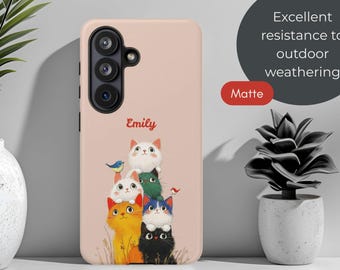 Tough Cases, Cat Totem 2 Design, Personalized Name Phone Case for iPhone Samsung Google Pixel