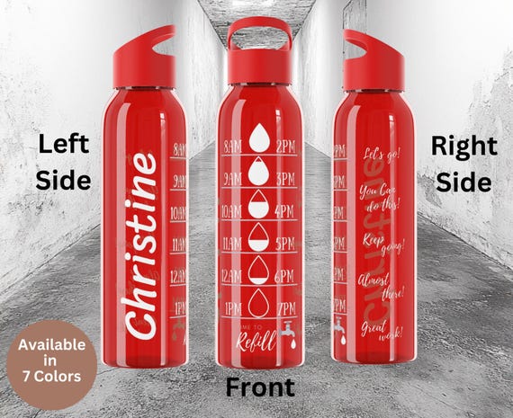 Personalized Water Bottle, Motivational Hydration Tracker, Oz