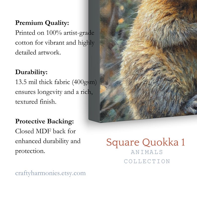 Square Print Canvas, Quokka 1 Square Painting Design, Beautiful Quokka , Housewarming Gift, Friendship Gift, Quokka Lovers Gift image 4