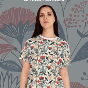 Spring Floral 5 Womens Short Pajama Set, Everyday Pee Jay, Sleepwear Gift, Stylish Feminine Lounge Wear, Floral AOP Top Bottom, Home Relax