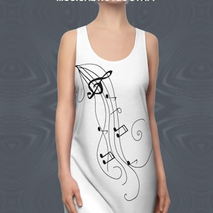 Musical Notes Staff,  Women&#39;s Cut & Sew Racerback Dress (AOP), Music Outfit