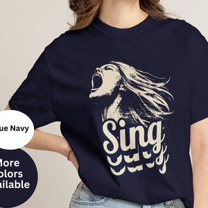 Retro T-shirt met zingende vrouw, T-shirt voor zangeres of koor