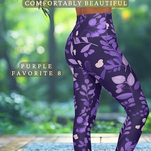 Purple Favorite 8 Pattern High Waisted Yoga Leggings (AOP) Versatile Comfort & Style for Every Body, Gift for new moms yoga dance workouts