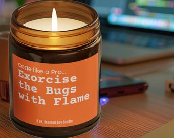 IT Pro Exorcise the Bugs Kerze, Duftendes Soja 112-225 ml, Programmierer Coder Schreibtisch Dekoration, Geburtstagsgeschenk für Software-Entwickler, Tech Wertschätzung