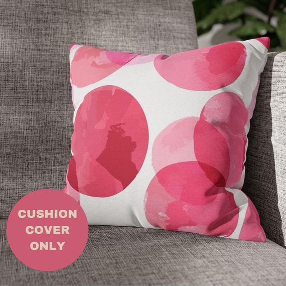 Pink Circles Design, Square Pillow Case, Decorative Cushion