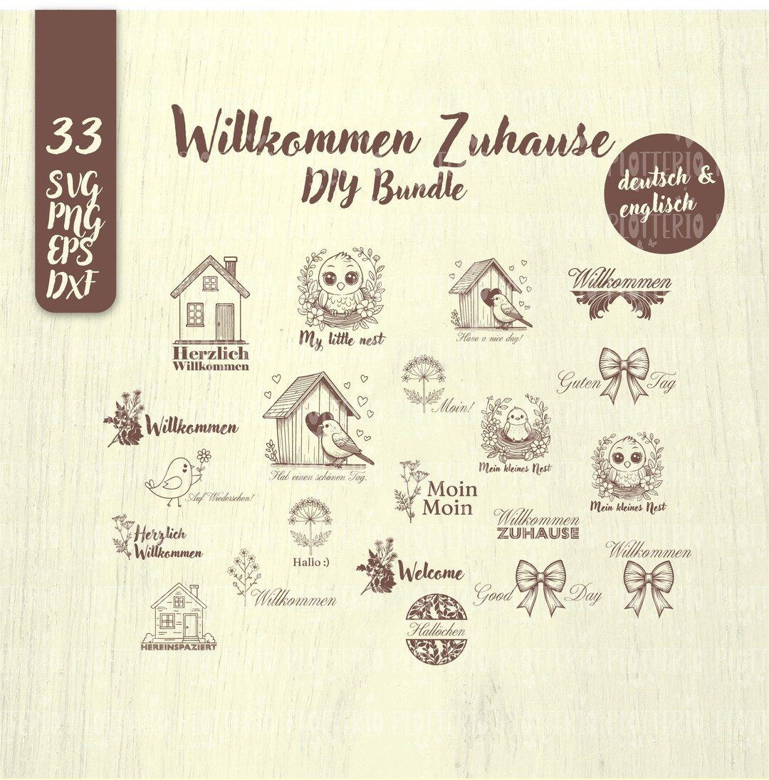 WILLKOMMEN Zuhause, HAUS SVG Vektor Set, Süße Familie Plotterdatei