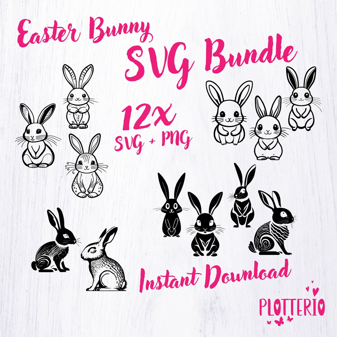 Cute EASTER Bunny SVG Plotter Bundle for Instant Download , Easter ...