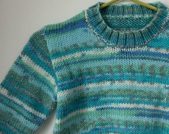blue and green handknitted 3-6 months jumper for bespoke design