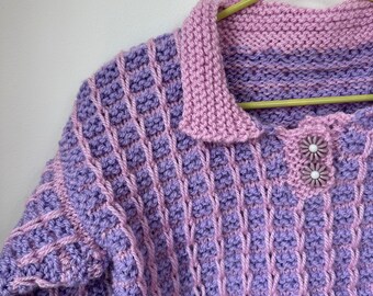 pink and purple handmade 3-6 month knit for bespoke design
