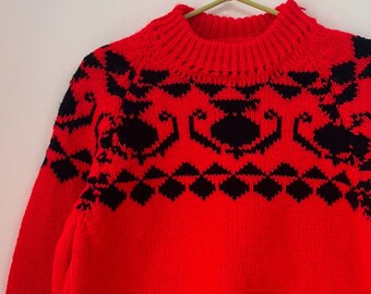 red handmade age 3 knit for bespoke design