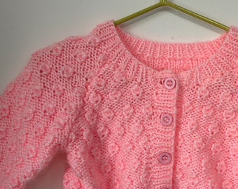 pink handknitted 0-3 months cardigan for bespoke design