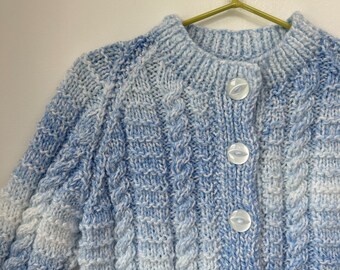 blue handmade 6 month knit for bespoke design