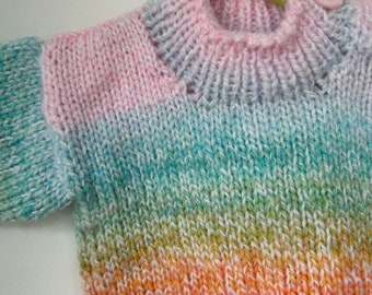 rainbow handknitted 0-1 months cardigan for bespoke design