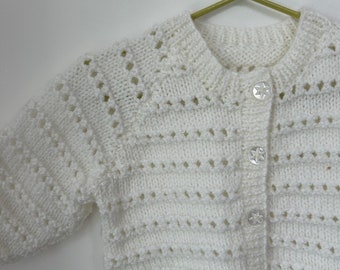 white handmade 3 month knit for bespoke design