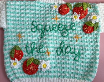 handknitted squeeze the day knit - approx 12m