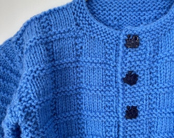 blue handmade 18 month knit for bespoke design