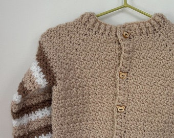 beige handmade 6 month knit for bespoke design