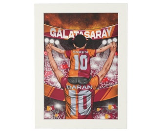 Personalisierter LED-Bilderrahmen –Fußball, Namen im Stadion, Vater und Kind, Galatasaray, Türkei, Geburtstagsgeschenk